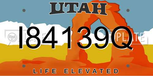 I84139Q Utah License Plate