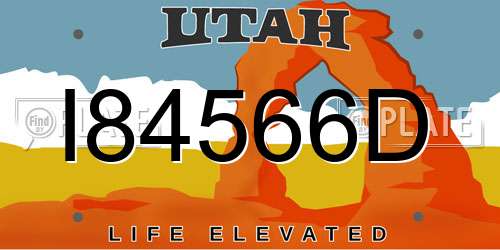 I84566D Utah License Plate