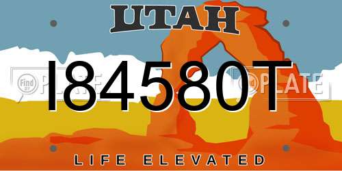 I84580T Utah License Plate
