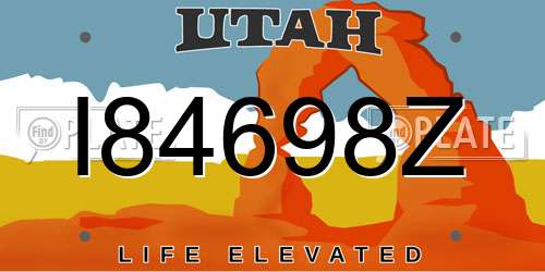 I84698Z Utah License Plate