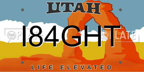 I84GHT Utah License Plate