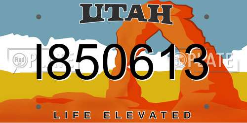 I850613 Utah License Plate