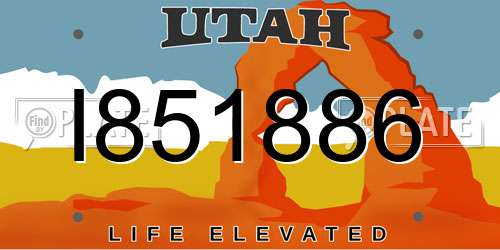 I851886 Utah License Plate
