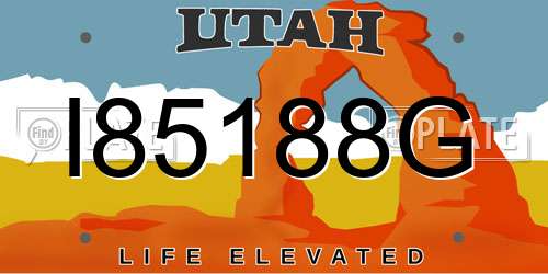 I85188G Utah License Plate