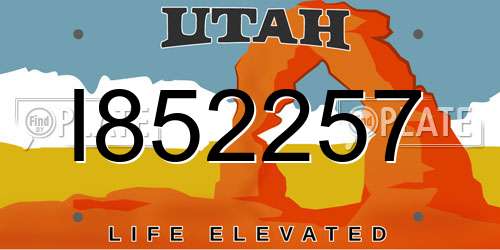 I852257 Utah License Plate