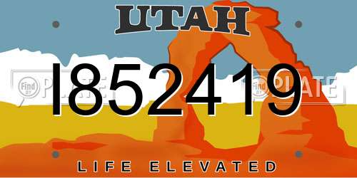 I852419 Utah License Plate