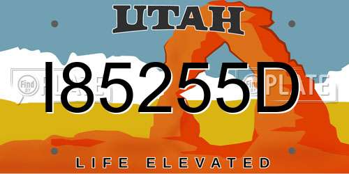 I85255D Utah License Plate