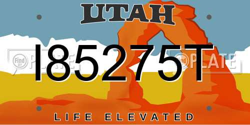 I85275T Utah License Plate