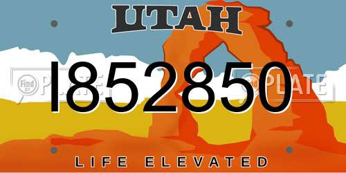 I852850 Utah License Plate