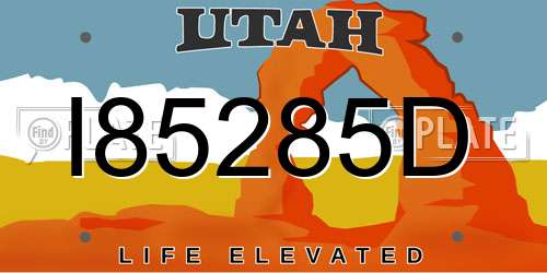 I85285D Utah License Plate