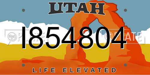 I854804 Utah License Plate