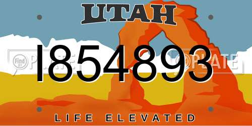 I854893 Utah License Plate