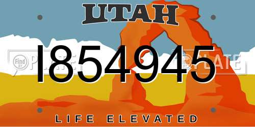 I854945 Utah License Plate