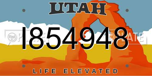 I854948 Utah License Plate