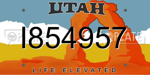 I854957 Utah License Plate