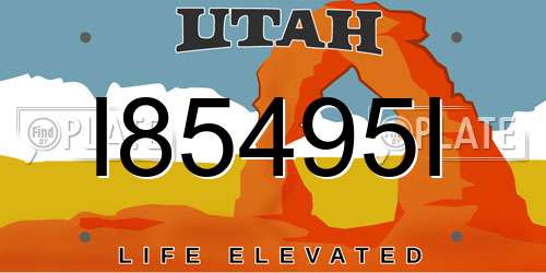 I85495I Utah License Plate