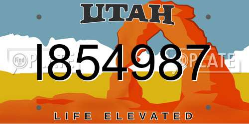 I854987 Utah License Plate
