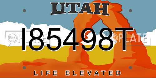 I85498T Utah License Plate