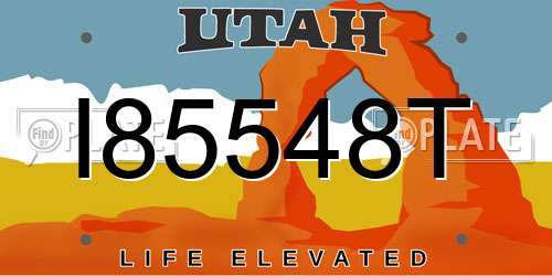 I85548T Utah License Plate