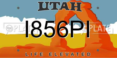 I856PI Utah License Plate