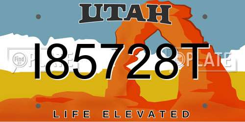 I85728T Utah License Plate