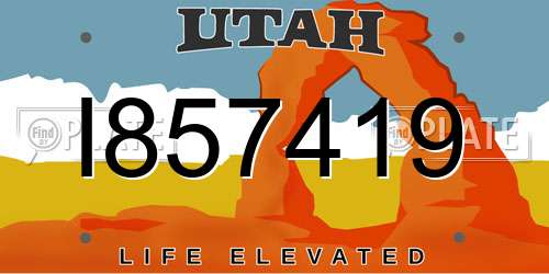 I857419 Utah License Plate