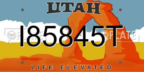 I85845T Utah License Plate