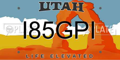 I85GPI Utah License Plate