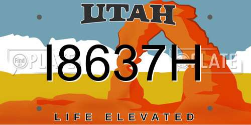 I8637H Utah License Plate