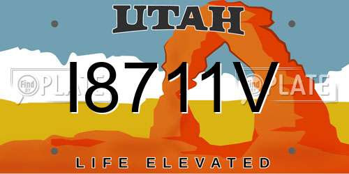 I8711V Utah License Plate