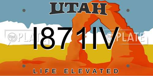 I871IV Utah License Plate