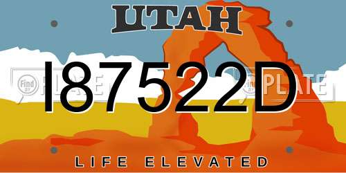 I87522D Utah License Plate