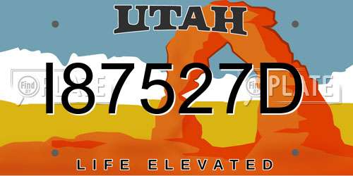 I87527D Utah License Plate