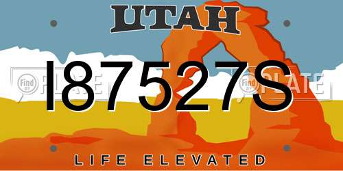I87527S Utah License Plate