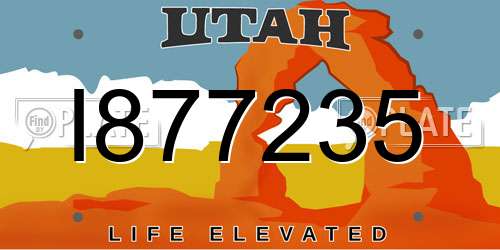 I877235 Utah License Plate