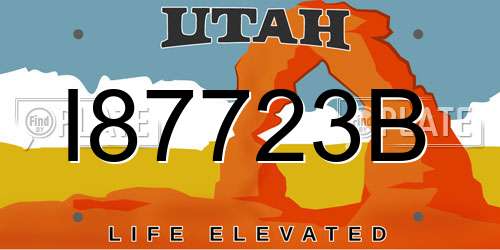 I87723B Utah License Plate