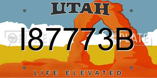 I87773B Utah License Plate