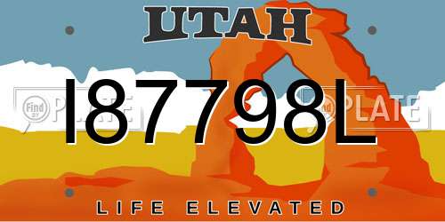I87798L Utah License Plate