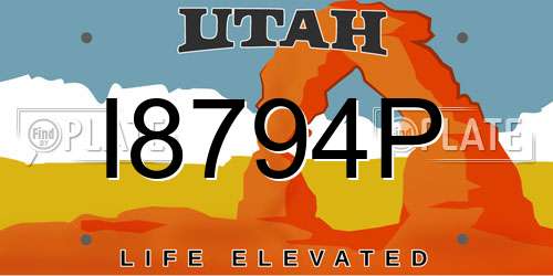 I8794P Utah License Plate