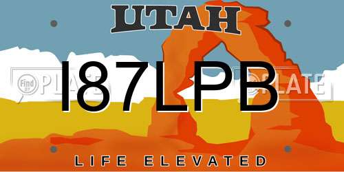 I87LPB Utah License Plate