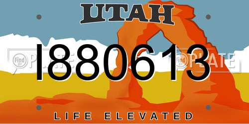 I880613 Utah License Plate