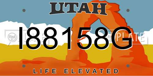 I88158G Utah License Plate