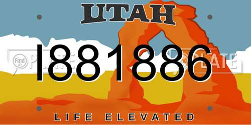 I881886 Utah License Plate