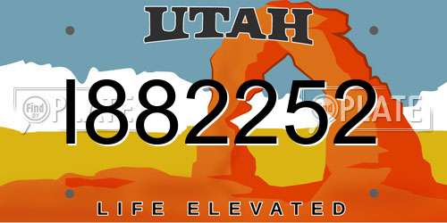 I882252 Utah License Plate