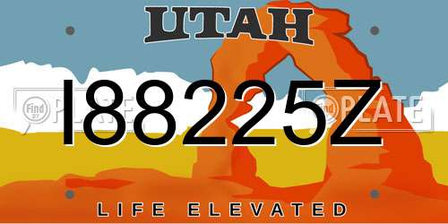 I88225Z Utah License Plate