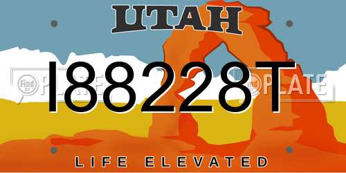 I88228T Utah License Plate