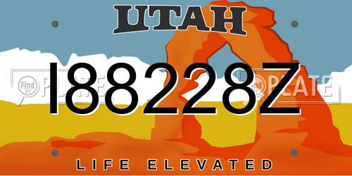 I88228Z Utah License Plate