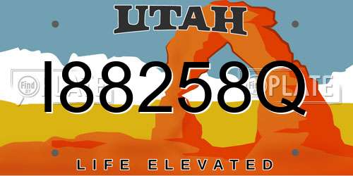 I88258Q Utah License Plate