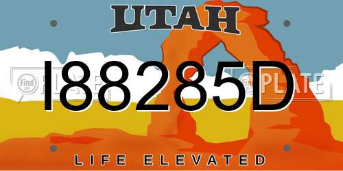 I88285D Utah License Plate