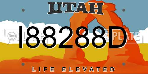 I88288D Utah License Plate